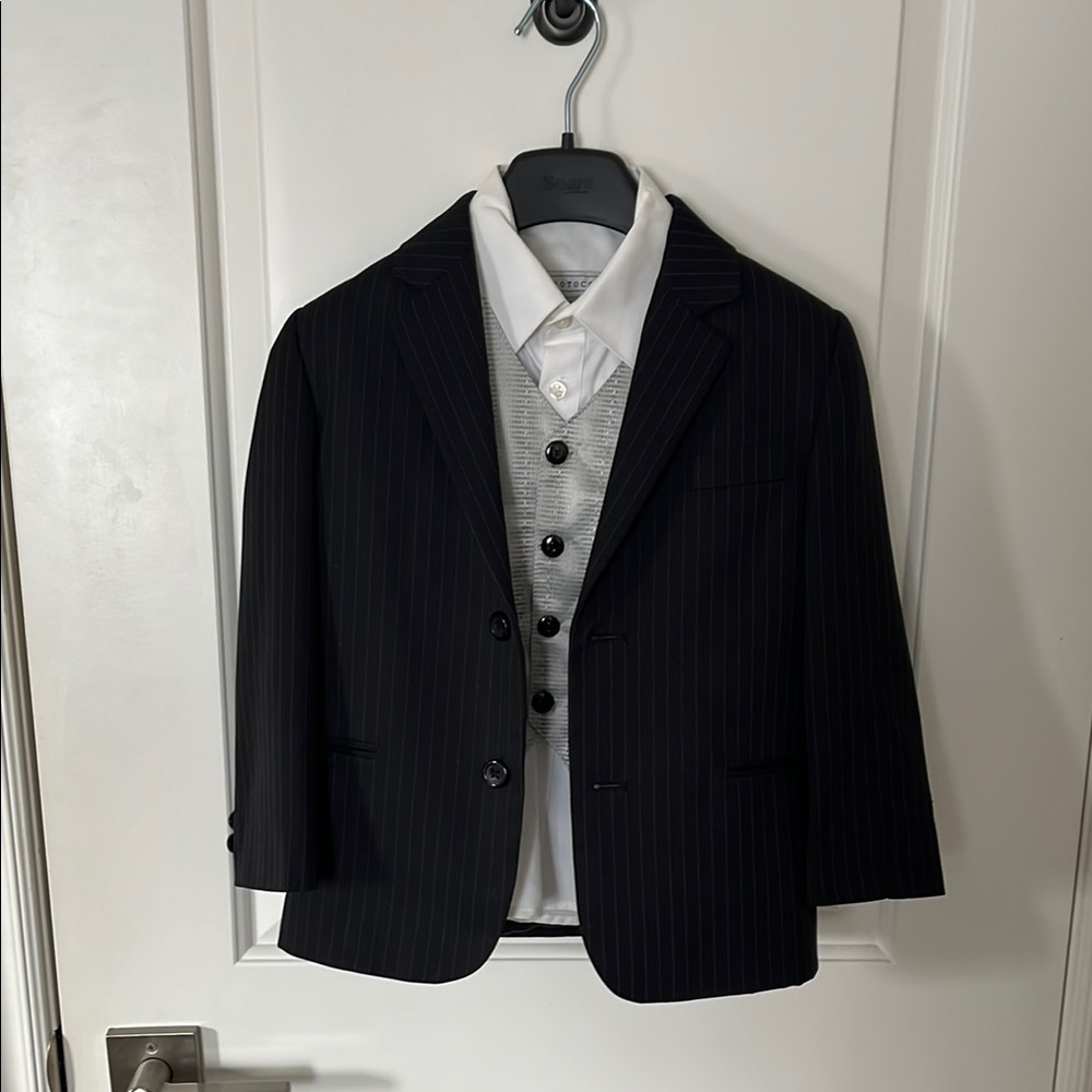 Classic Black Pinstripe Kids Suit